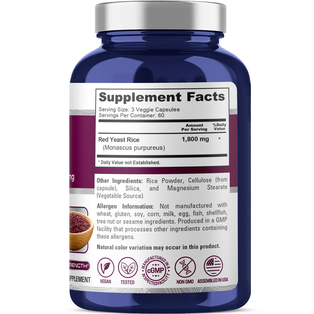 NusaPure Red Yeast Rice - 180 Veggie Capsules