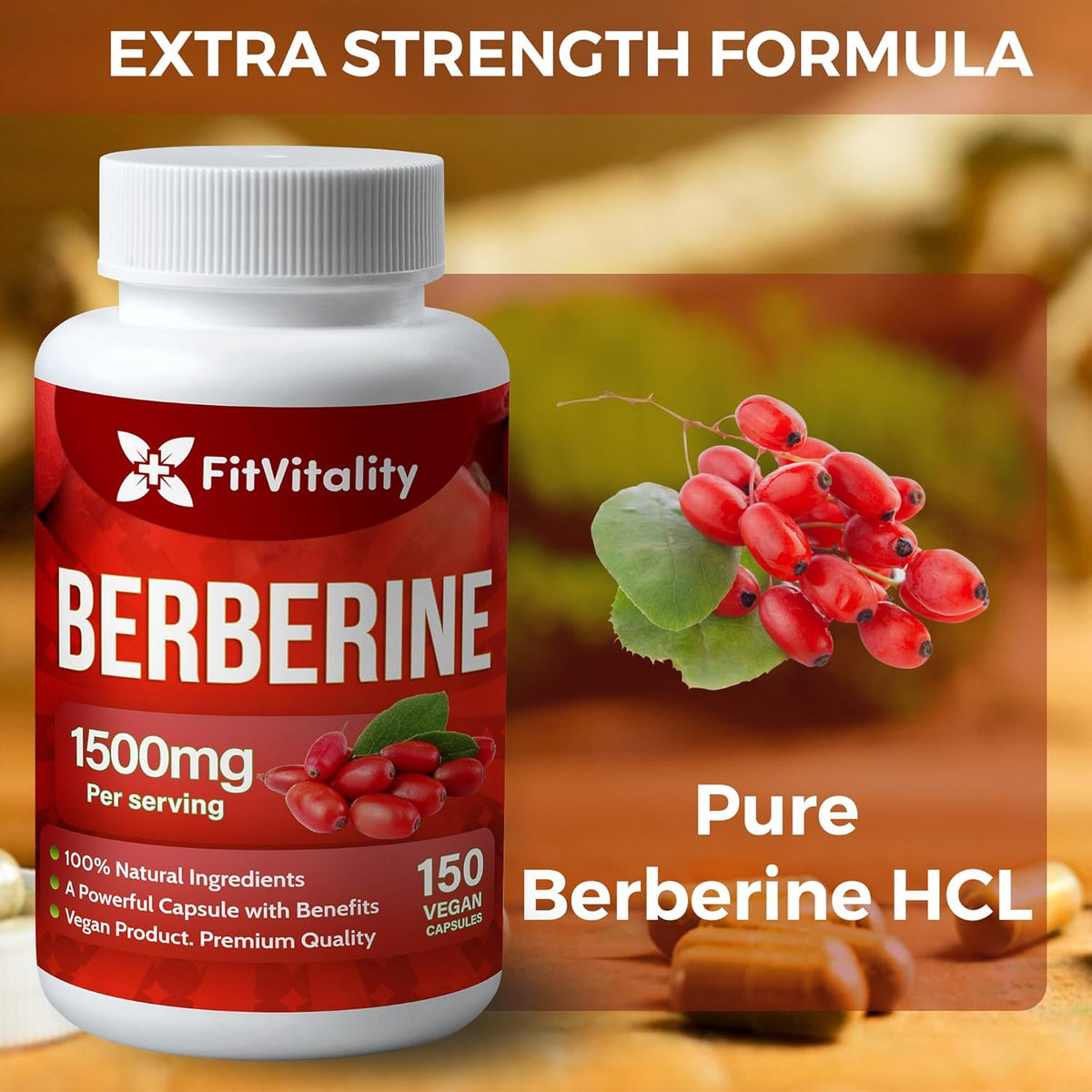 Berberine HCl - 150 Capsules