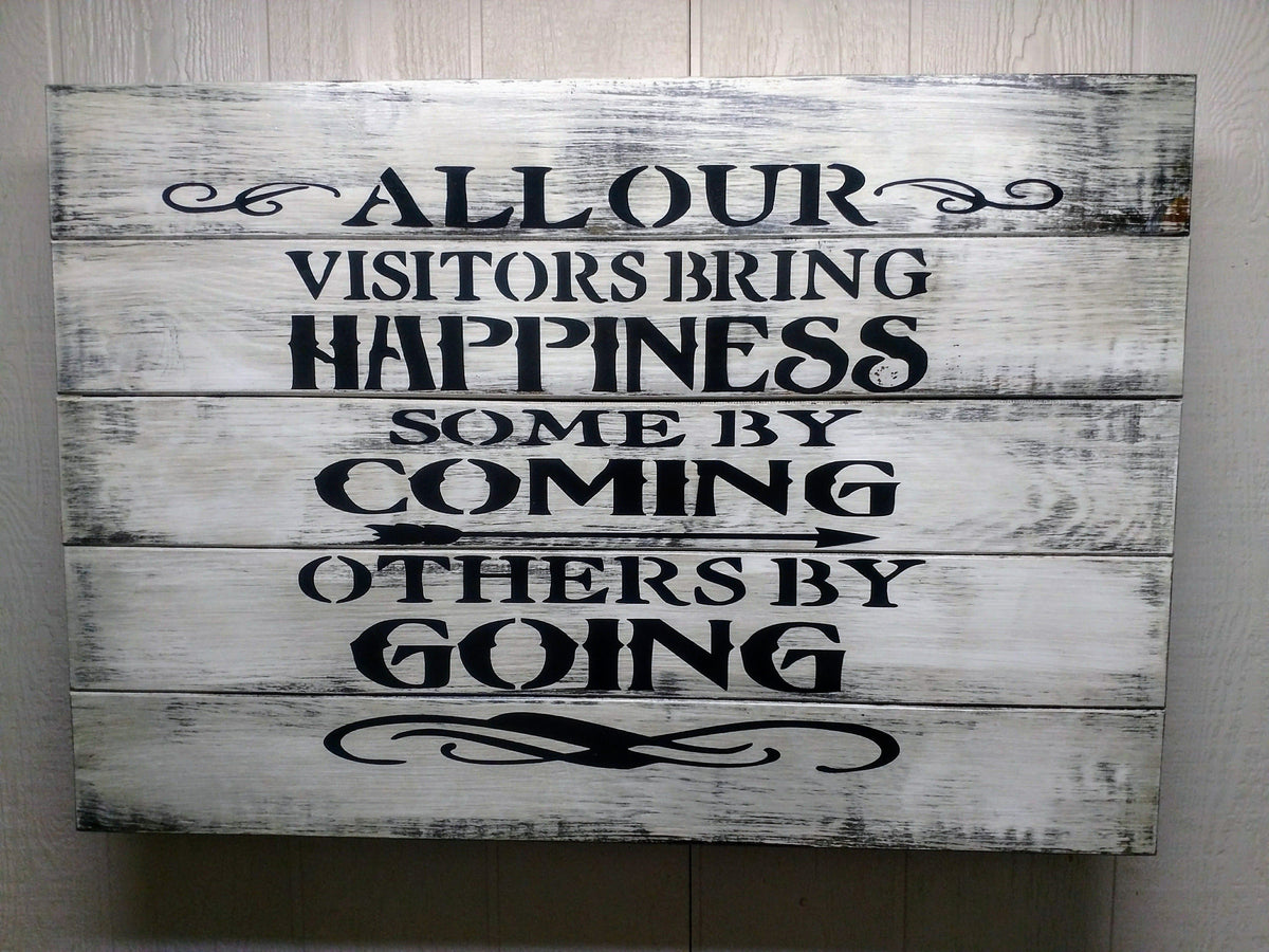 LARGE “VISITORS BRING HAPPINESS” GUN CONCEALMENT WALL ART